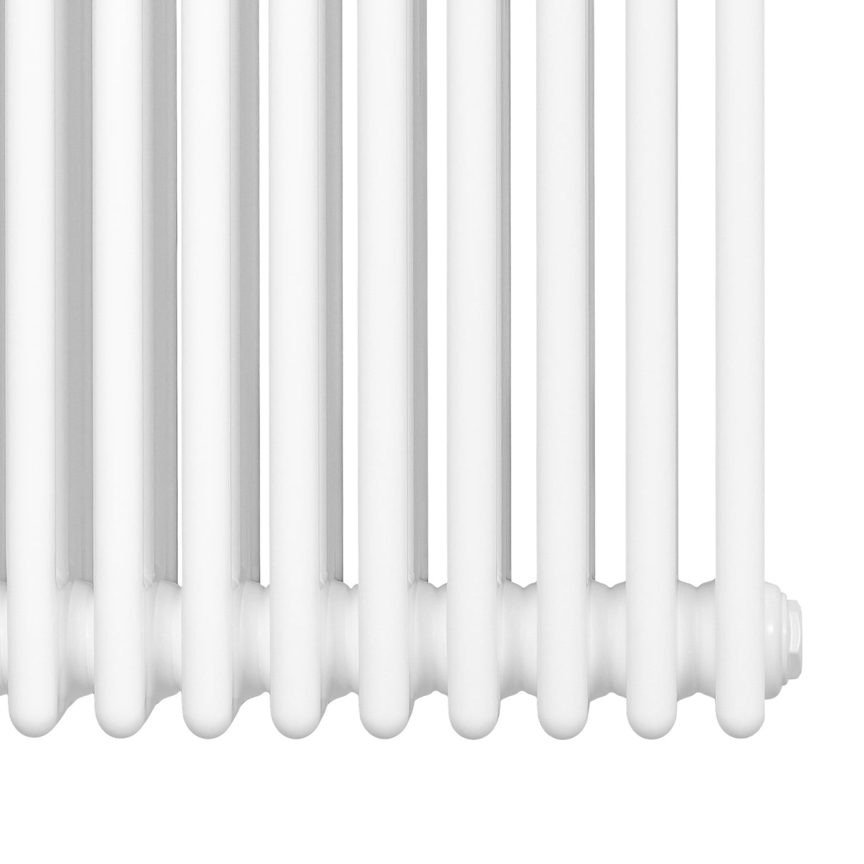 Röhrenheizkörper mit vier Säulen in strahlendem Weiß, 600mm x 605mm, glänzende Oberfläche und gleichmäßige, runde Rohre für effiziente Wärmeverteilung