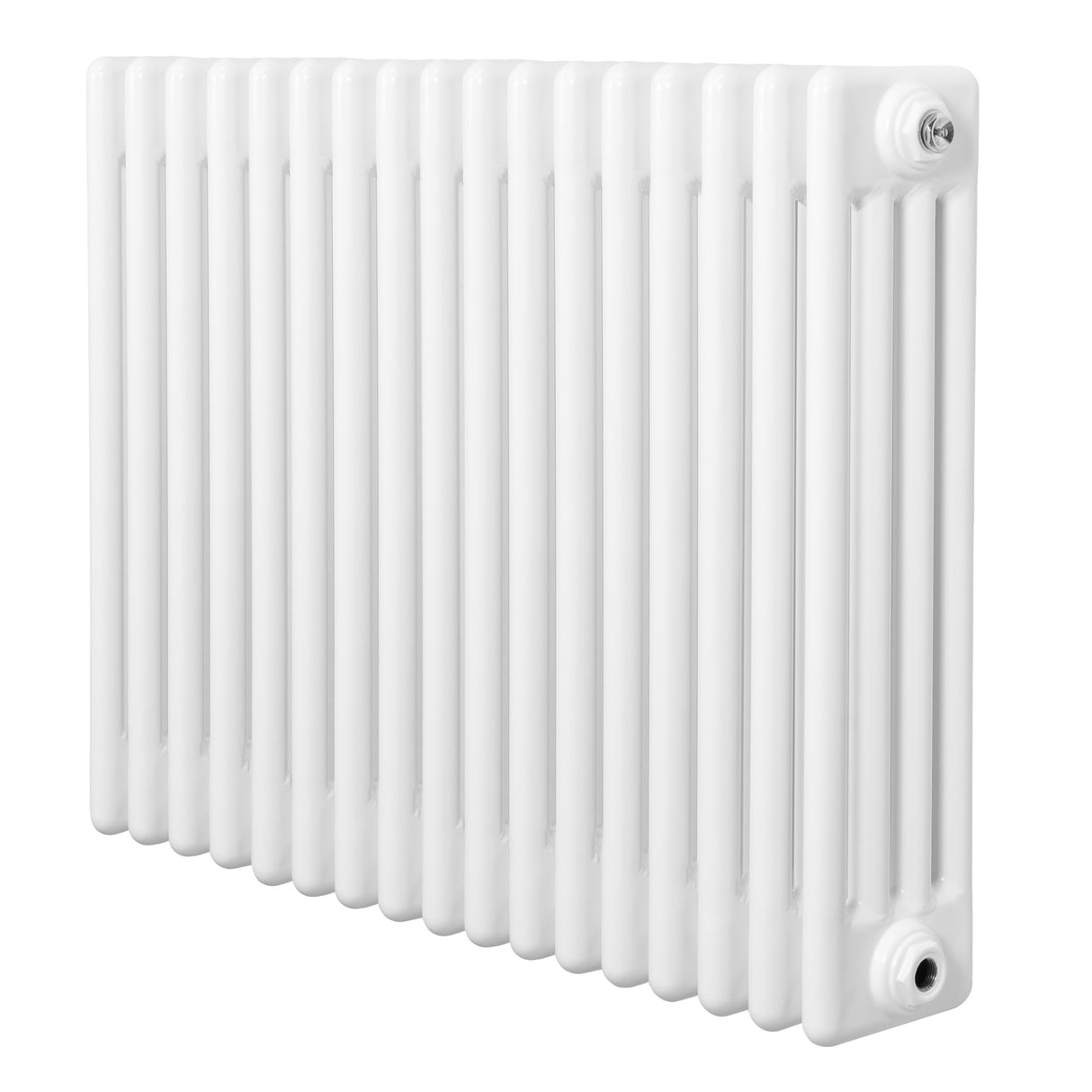 Röhrenheizkörper mit 4 Säulen in Weiß, 600mm x 425mm, glänzende Oberfläche, rechteckige Form, ideal für moderne Heizlösungen