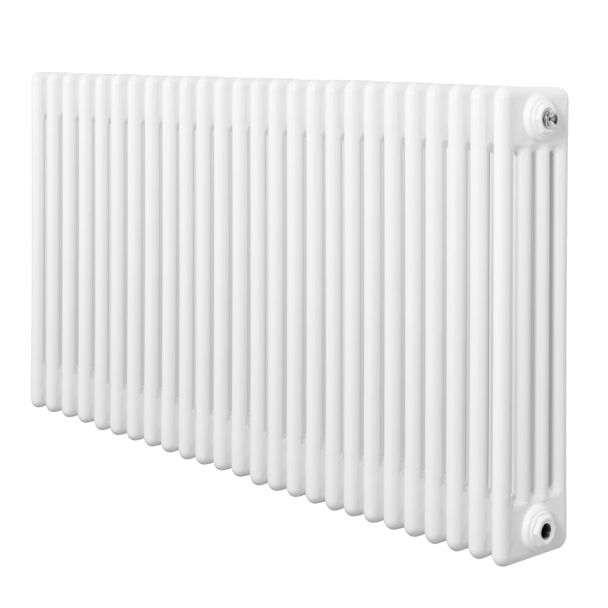 Röhrenheizkörper mit 4 Säulen in Weiß, 600mm x 1190mm, glänzende Oberfläche, schlankes Design, ideal für moderne Wohnräume und effiziente Wärmeverteilung