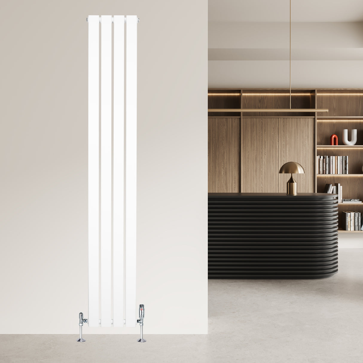 Flachheizkörper in Weiß, 1800mm x 280mm, mit schlankem, modernem Design und glatter Oberfläche, ideal für stilvolle Innenräume