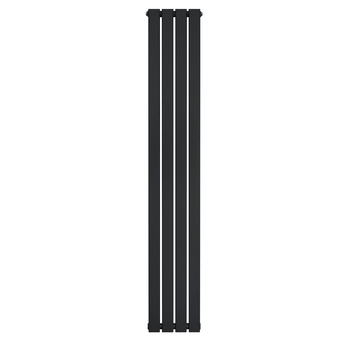 Schmaler, vertikaler Flachheizkörper in elegantem Schwarz, 1800mm hoch und 280mm breit, mit glatten, modernen Linien und einem minimalistischen Design