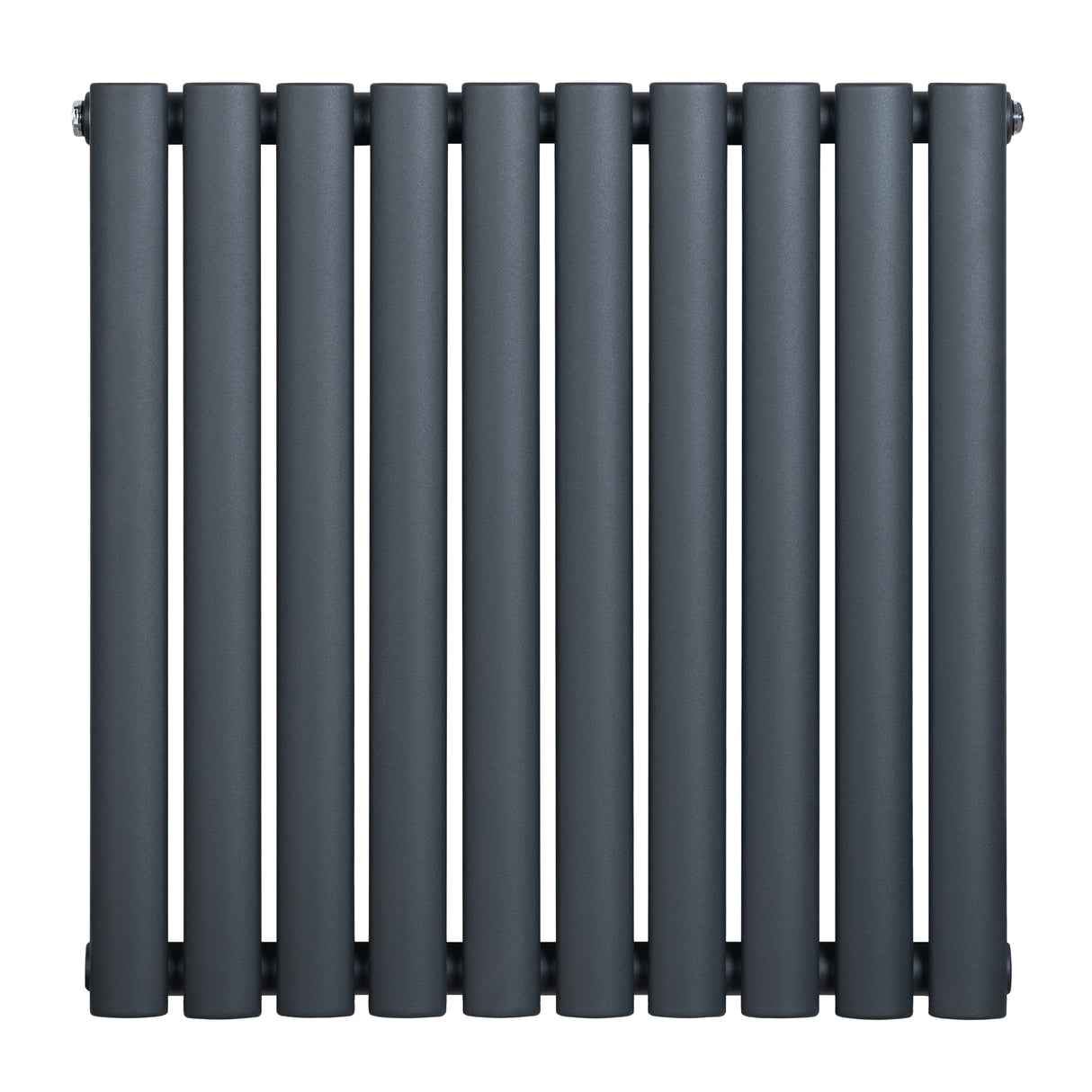 Gliederheizkörper in Anthrazitgrau, 600mm x 600mm, mit glatten, runden Röhren und modernem Design, ideal für stilvolle Heizlösungen