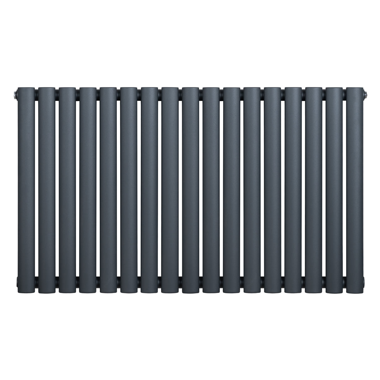 Gliederheizkörper in Anthrazitgrau, 600mm x 1020mm, mit schlanken, vertikalen Lamellen und glatter, mattschwarzer Oberfläche für modernen Wohnstil