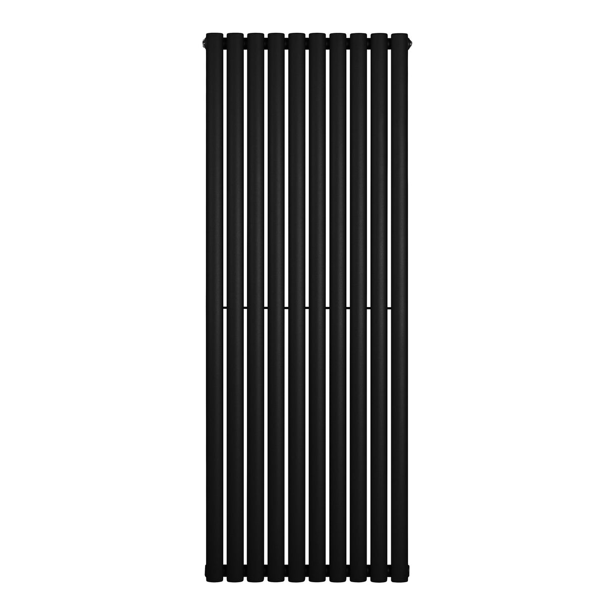 Schwarzer Gliederheizkörper mit vertikalen Röhren, 1600mm hoch und 600mm breit, elegantes und modernes Design für effiziente Wärmeabgabe