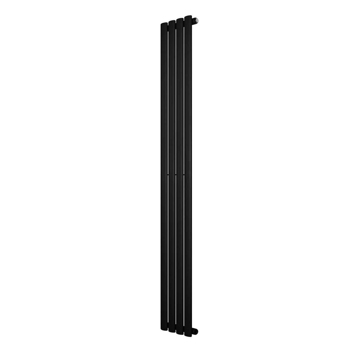 Schwarzer Gliederheizkörper mit einer Höhe von 1800 mm und einer Breite von 240 mm, schlankes, modernes Design mit glatter Oberfläche und klaren Linien