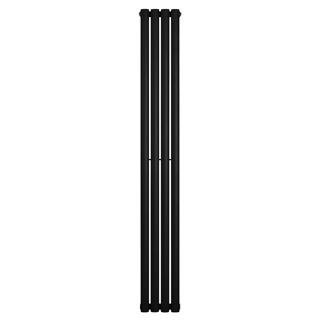 Schwarzer Gliederheizkörper mit einer Höhe von 1800 mm und einer Breite von 240 mm, schlankes Design mit glatter, mattschwarzer Oberfläche und klaren Linien
