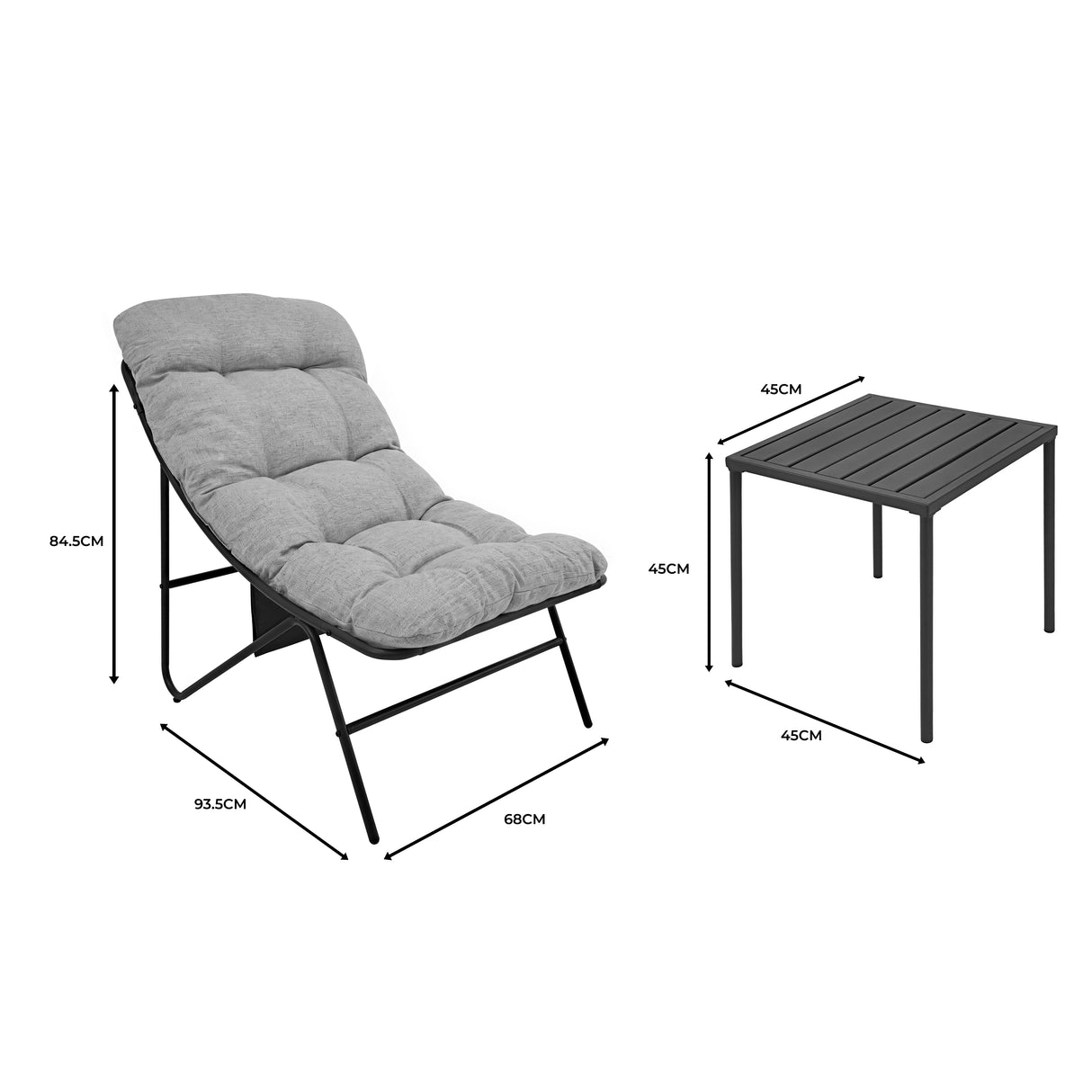 3-Teiliges Bistro-Set – Grau