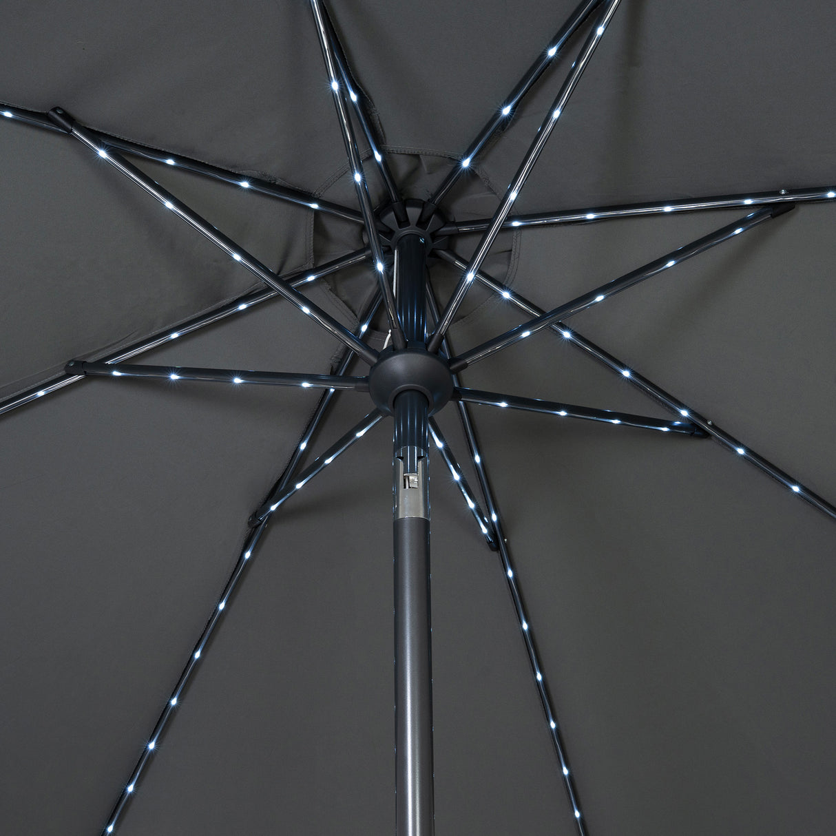 LED-Kipp-Sonnenschirm 2,7m mit Ständer - Grau