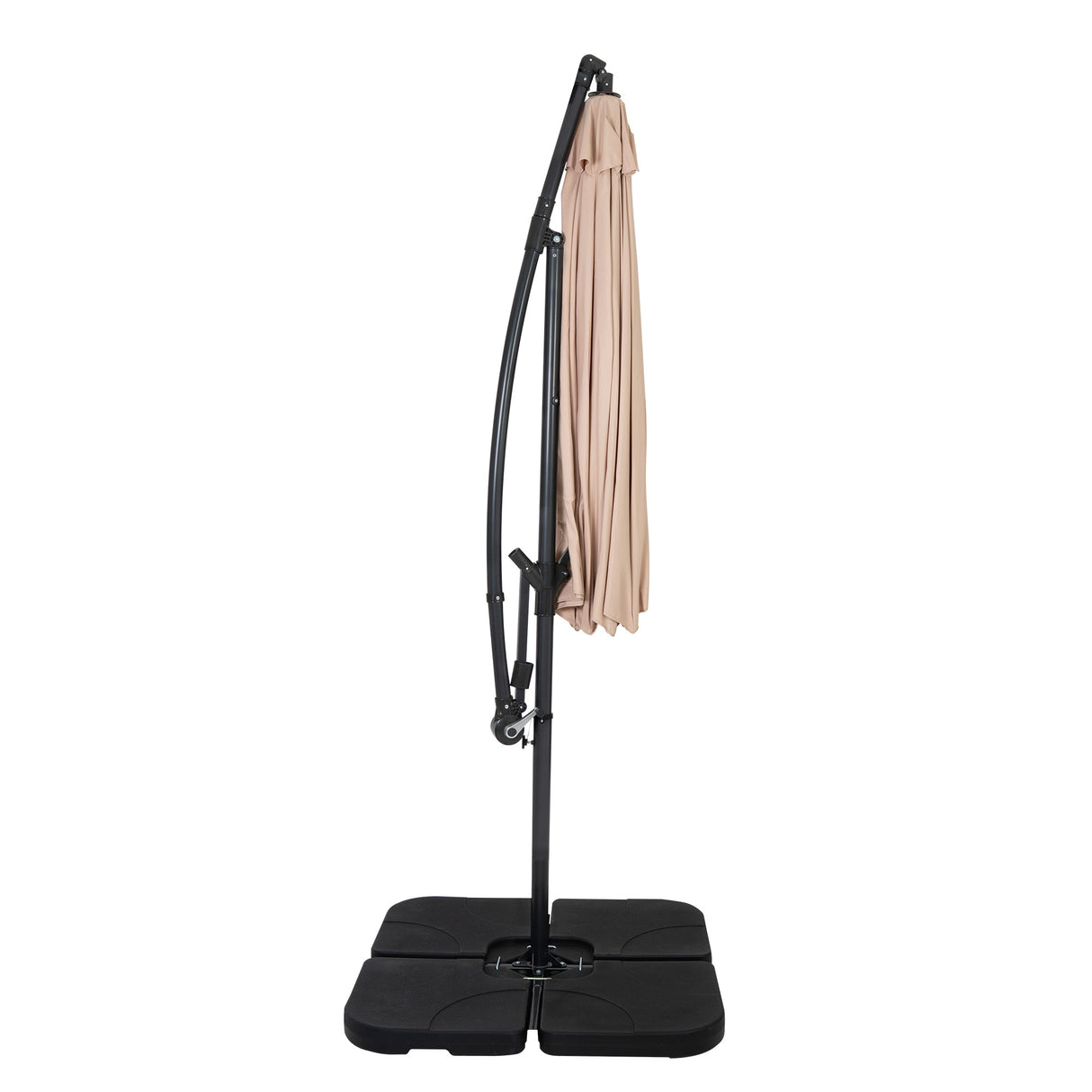 Ausleger-Sonnenschirm 3m mit Quadratischem Beschwerungsfuß – Beige