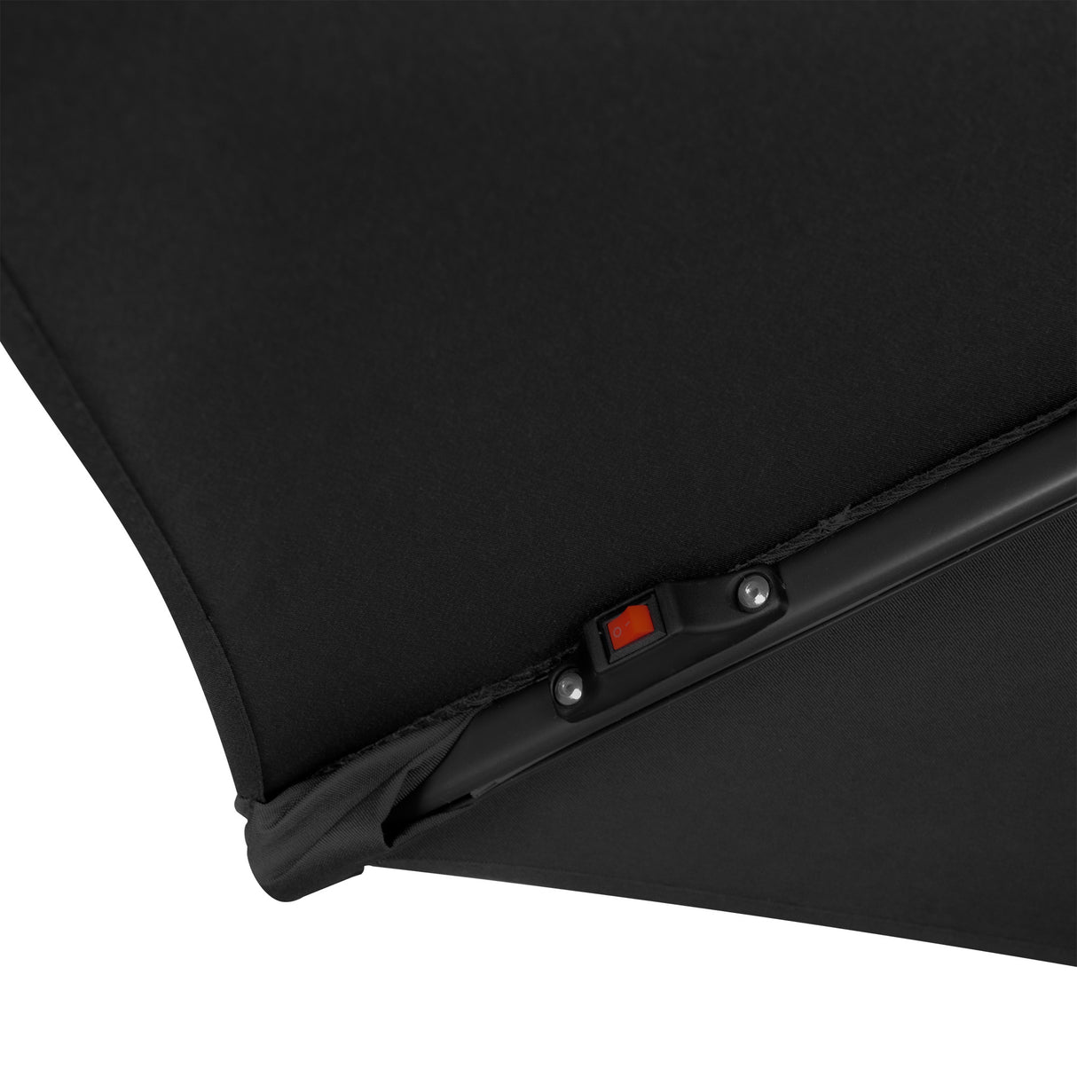 LED Ausleger-Sonnenschirm 3m mit Halbem Beschwerfuß – Schwarz