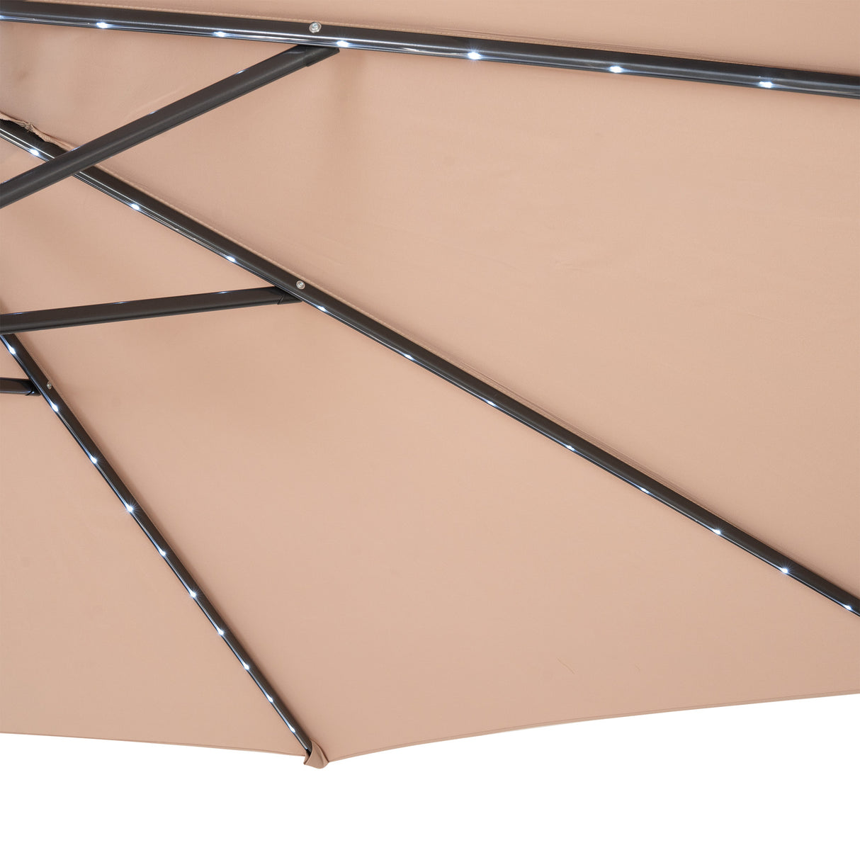 LED Ausleger-Sonnenschirm 3m mit Halbem Beschwerfuß – Beige
