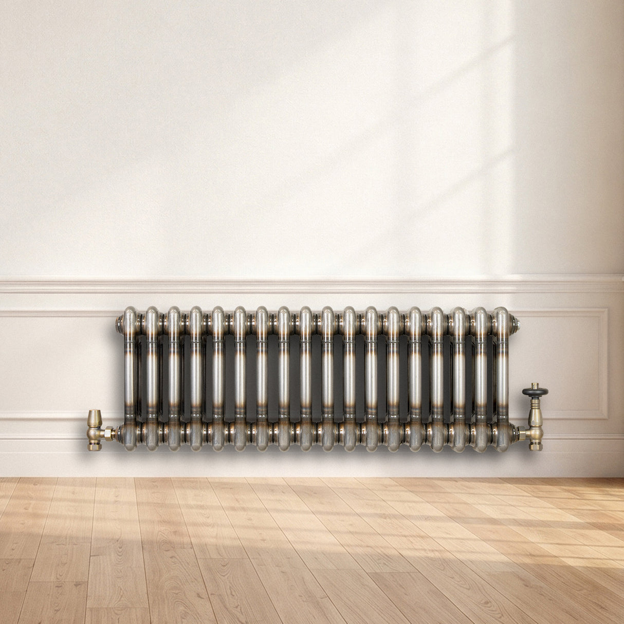 Klassischer 2-Säulen-Heizkörper mit TRV – 300 x 830 mm – Rohmetall