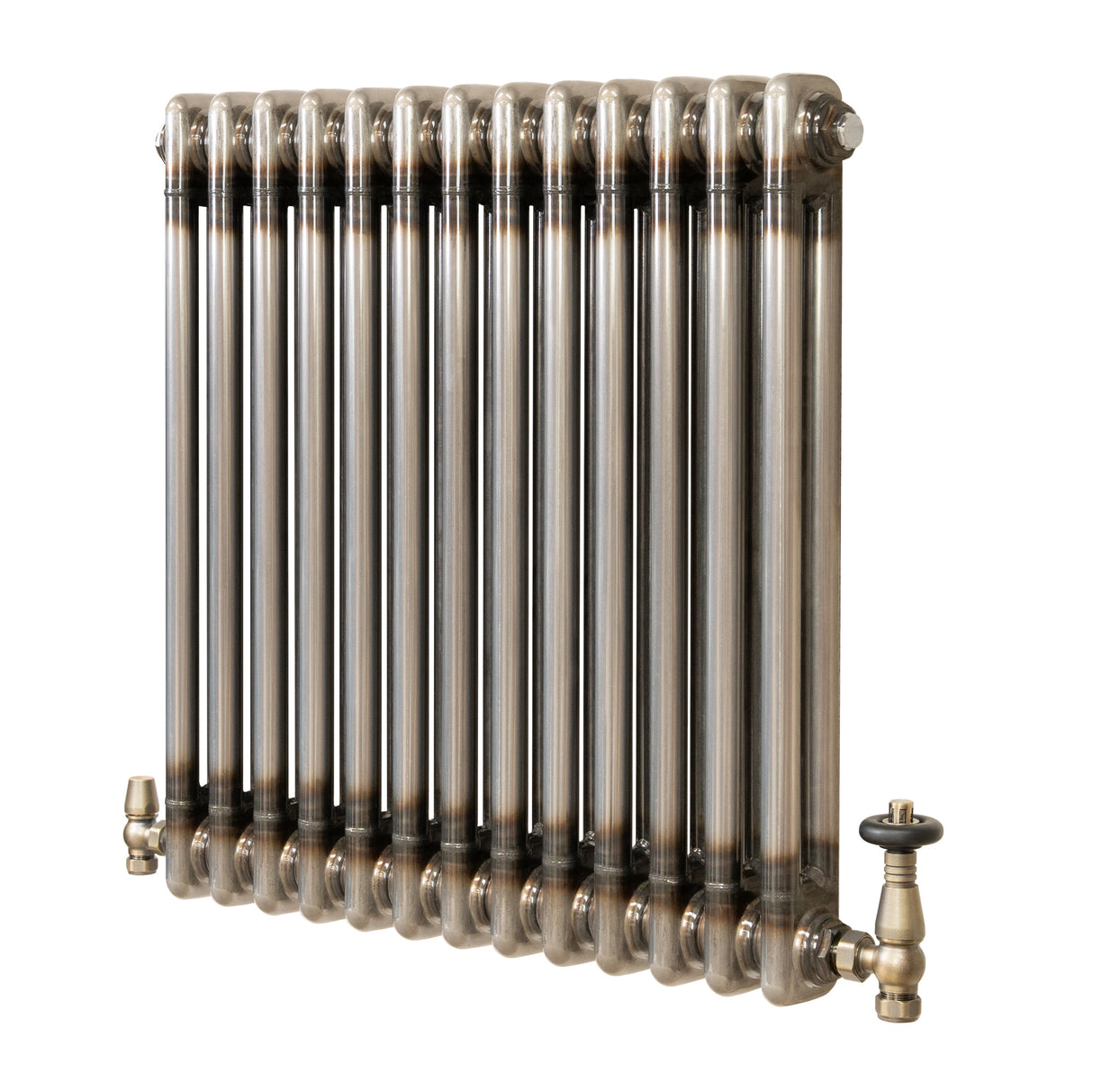 Klassischer 2-Säulen-Heizkörper mit TRV – 600 x 605 mm - Rohmetall