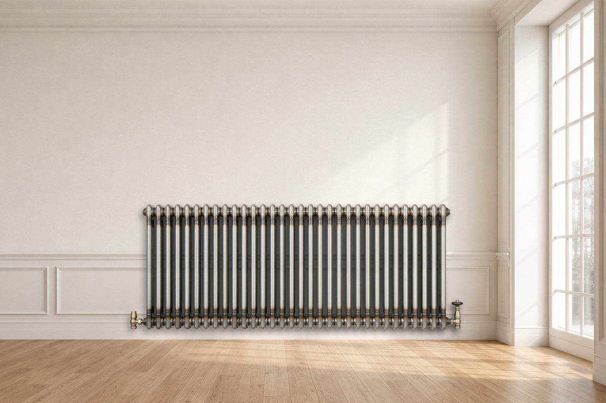 Klassischer 2-Säulen-Heizkörper mit TRV – 600 x 1460 mm - Rohmetall