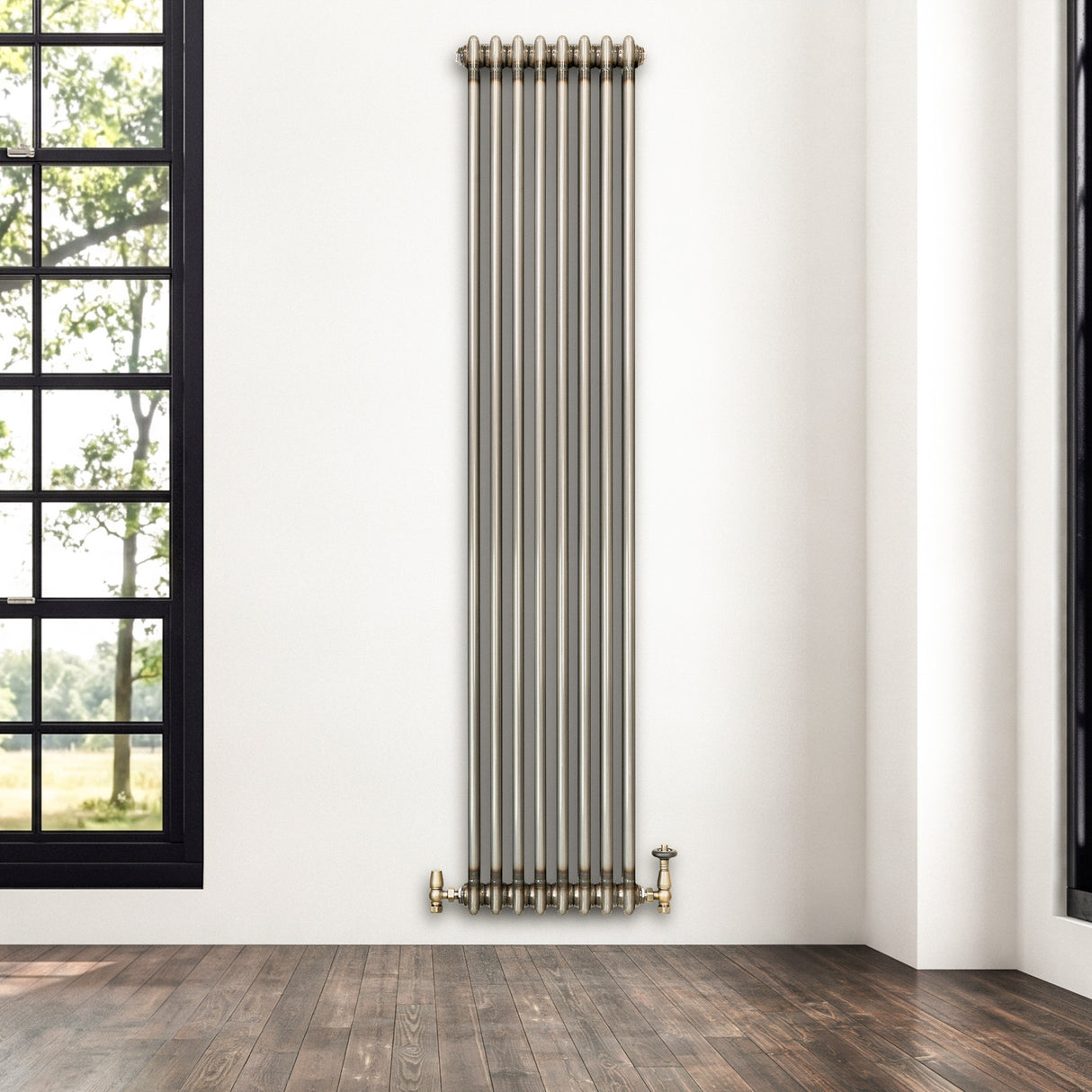 Klassischer 2-Säulen-Heizkörper mit TRV – 1800 x 380 mm - Rohmetall