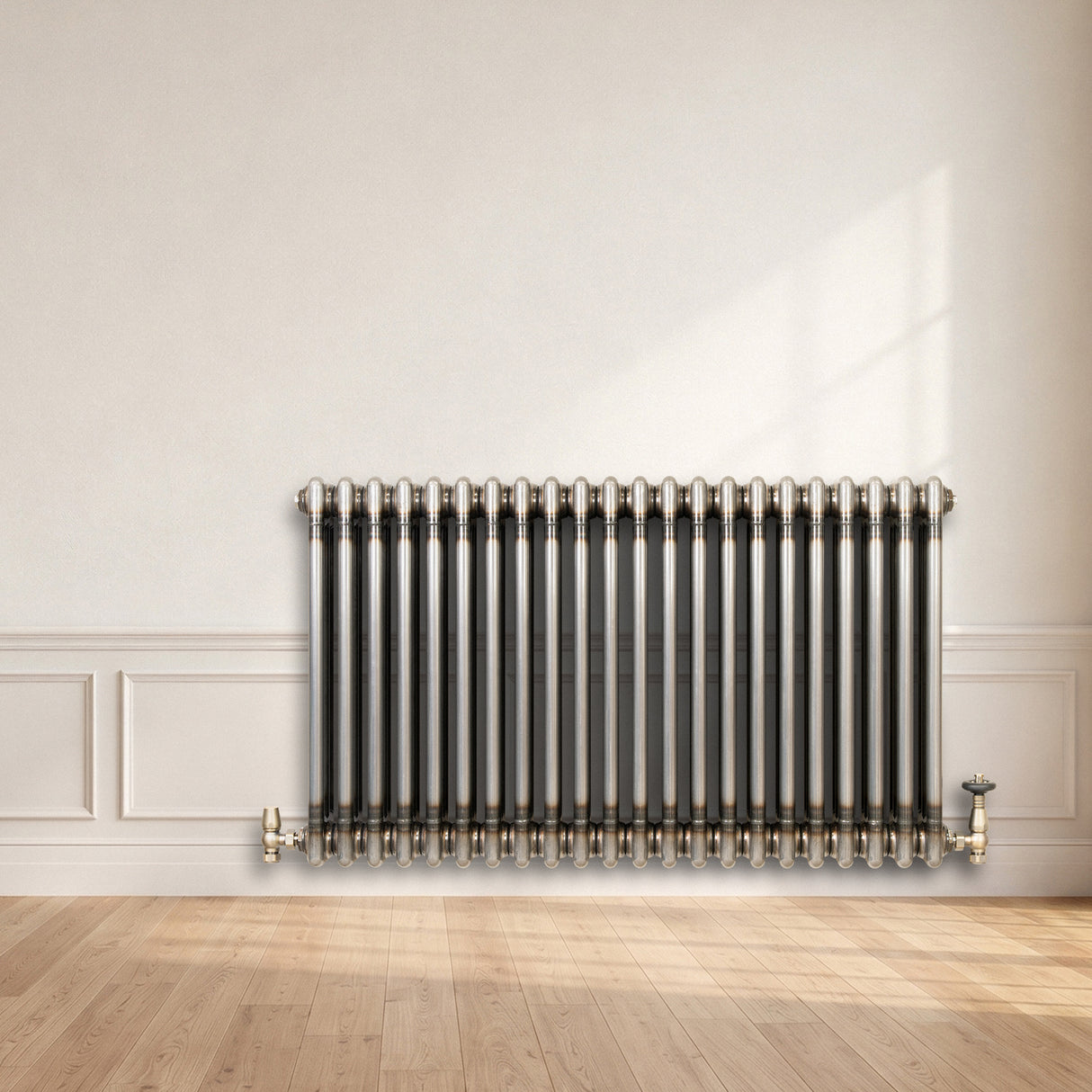 Klassischer 3-Säulen-Heizkörper mit TRV – 600 x 1010 mm - Rohmetall