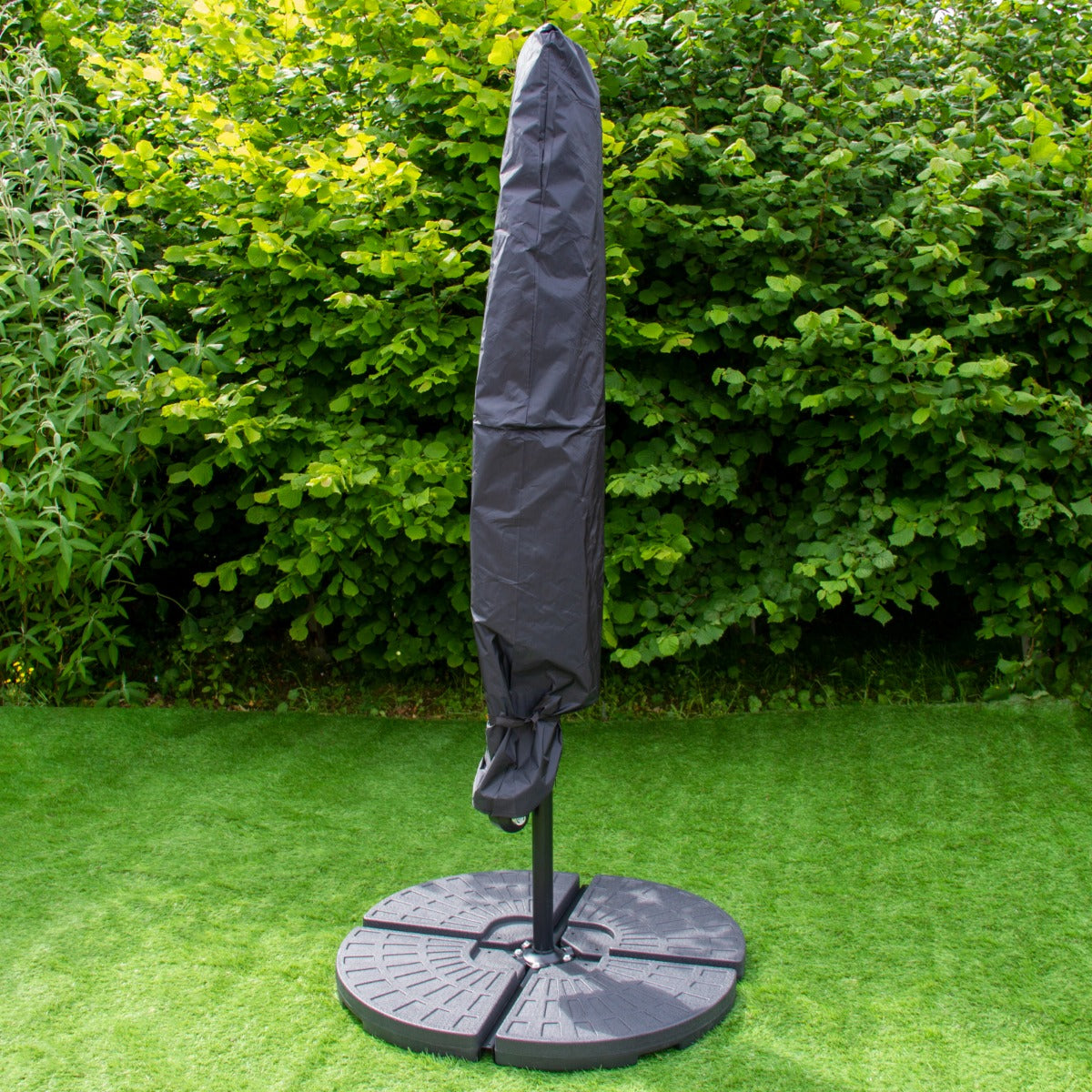 300cm LED Ampelschirm Sonnenschirm mit fächerförmigem Sockel - Grün