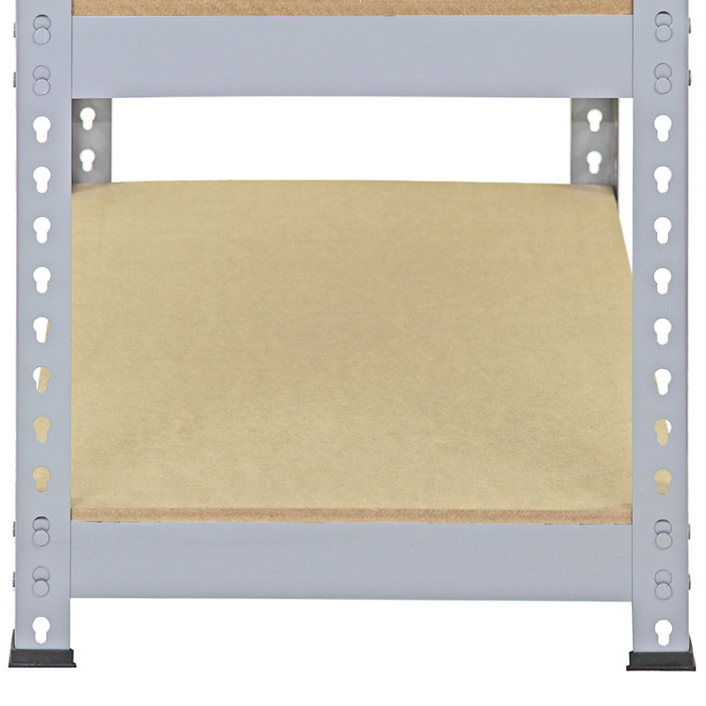 Graue Metallregaleinheit mit stabilen, perforierten Seiten und einer hellen, glatten Ablagefläche, ideal für Lagerung und Organisation