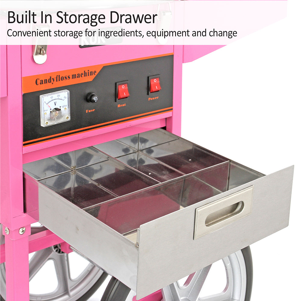 KuKoo Rosa Zuckerwattemaschine & Wagen