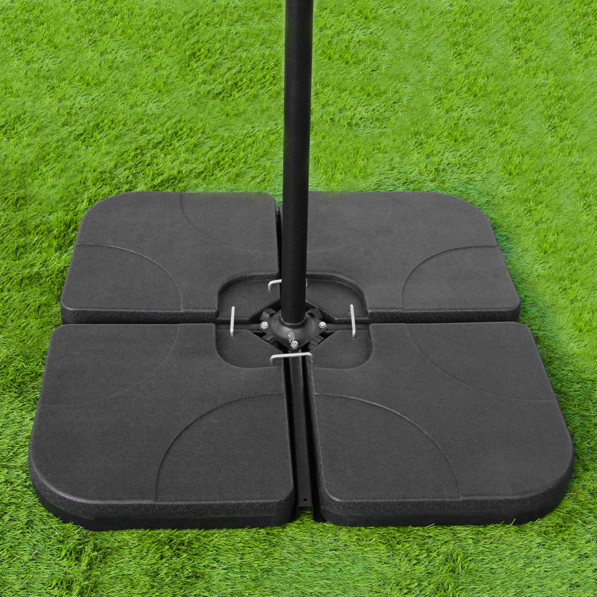 300cm LED Ampelschirm Sonnenschirm mit quadratischem Sockel - Grün