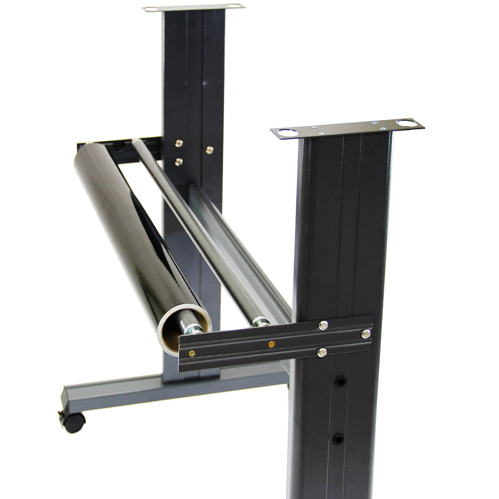 720 mm Vinylschneider mit stabilem, schwarzem Metallständer, ausgestattet mit einer großen, glänzenden Schneidewalze und robusten Rollen für einfache Mobilität