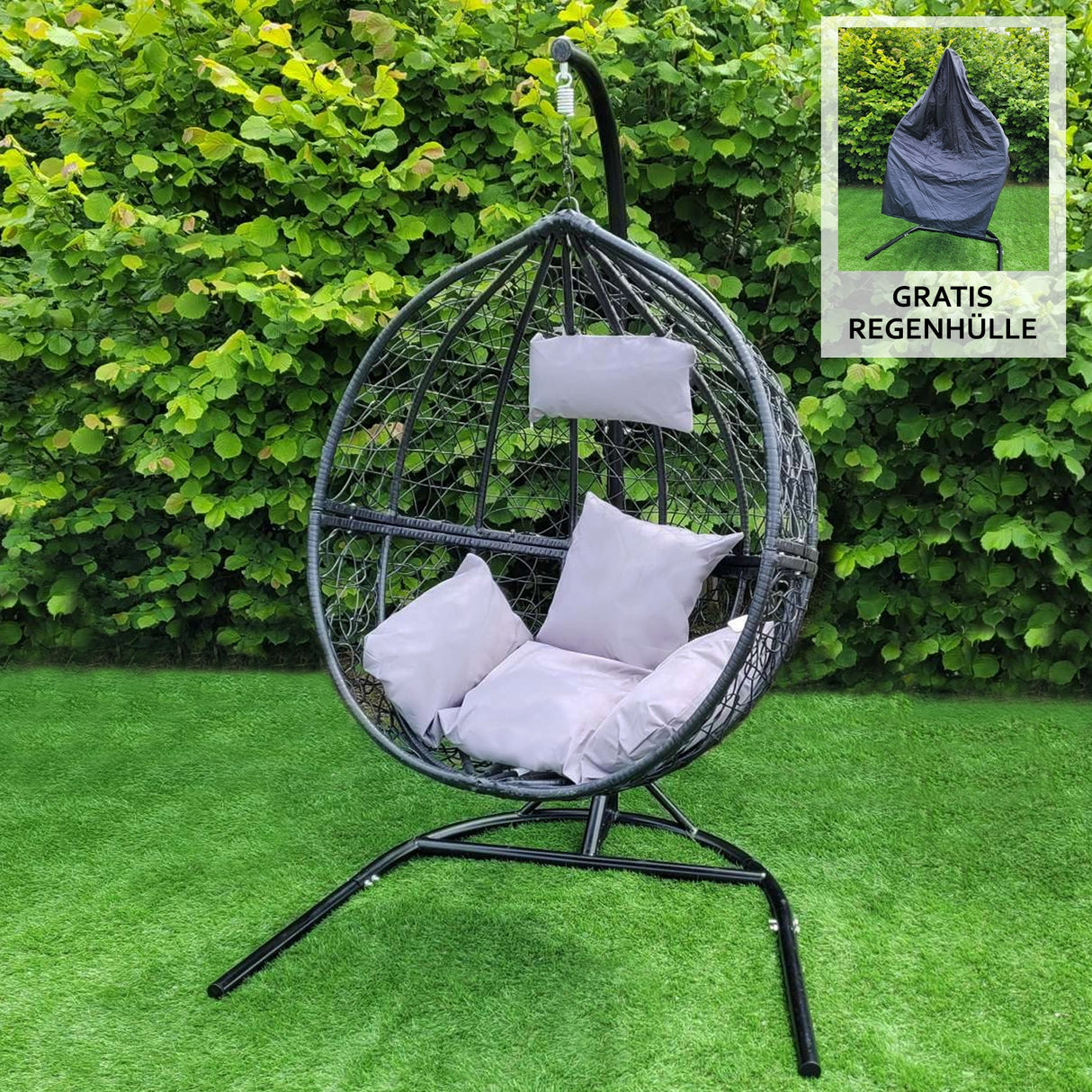 Polyrattan Hängesessel Schwarz