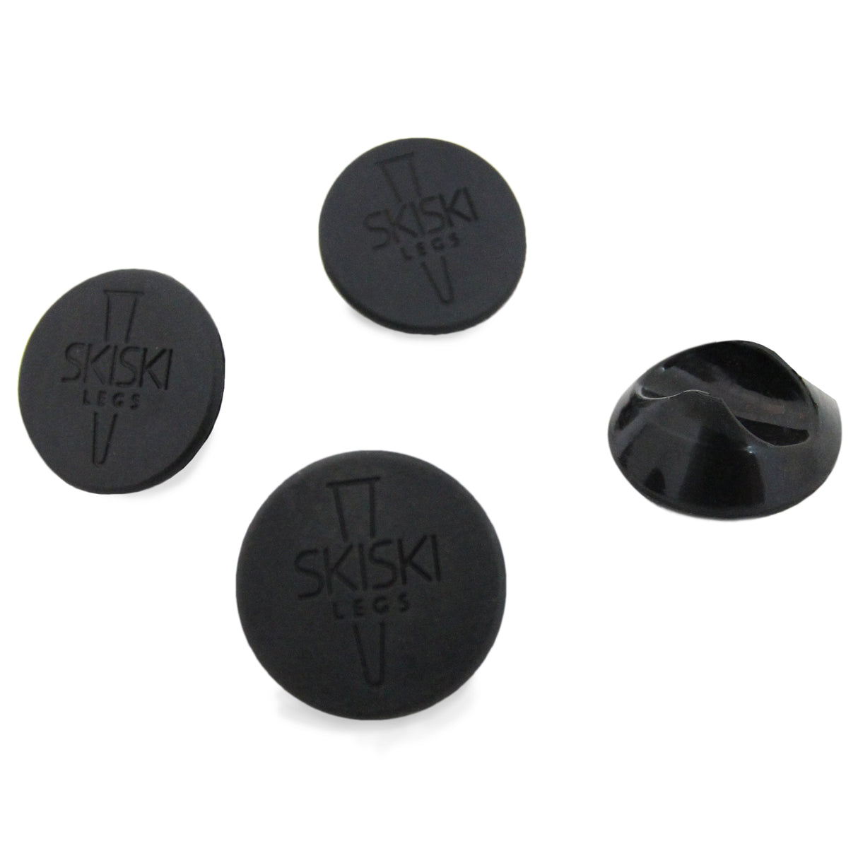 Schwarze Gummiuntersetzer mit runder Form, ideal für Möbelbeine, bieten Schutz und Stabilität auf verschiedenen Oberflächen