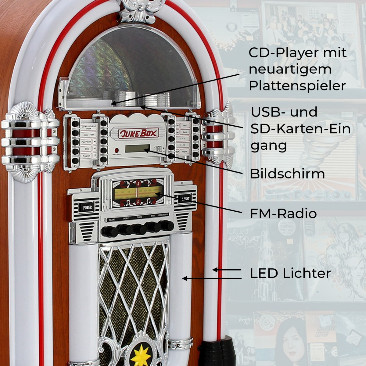 Monstershop Jukebox Retro 50er Jahre Musikbox Sound System