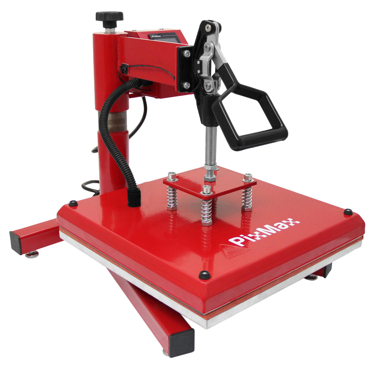 Rote 38-cm-Schwenkpresse mit stabiler Basis, verstellbarem Griff und Druckplatte, ideal für Vinylschneider und Druckprojekte
