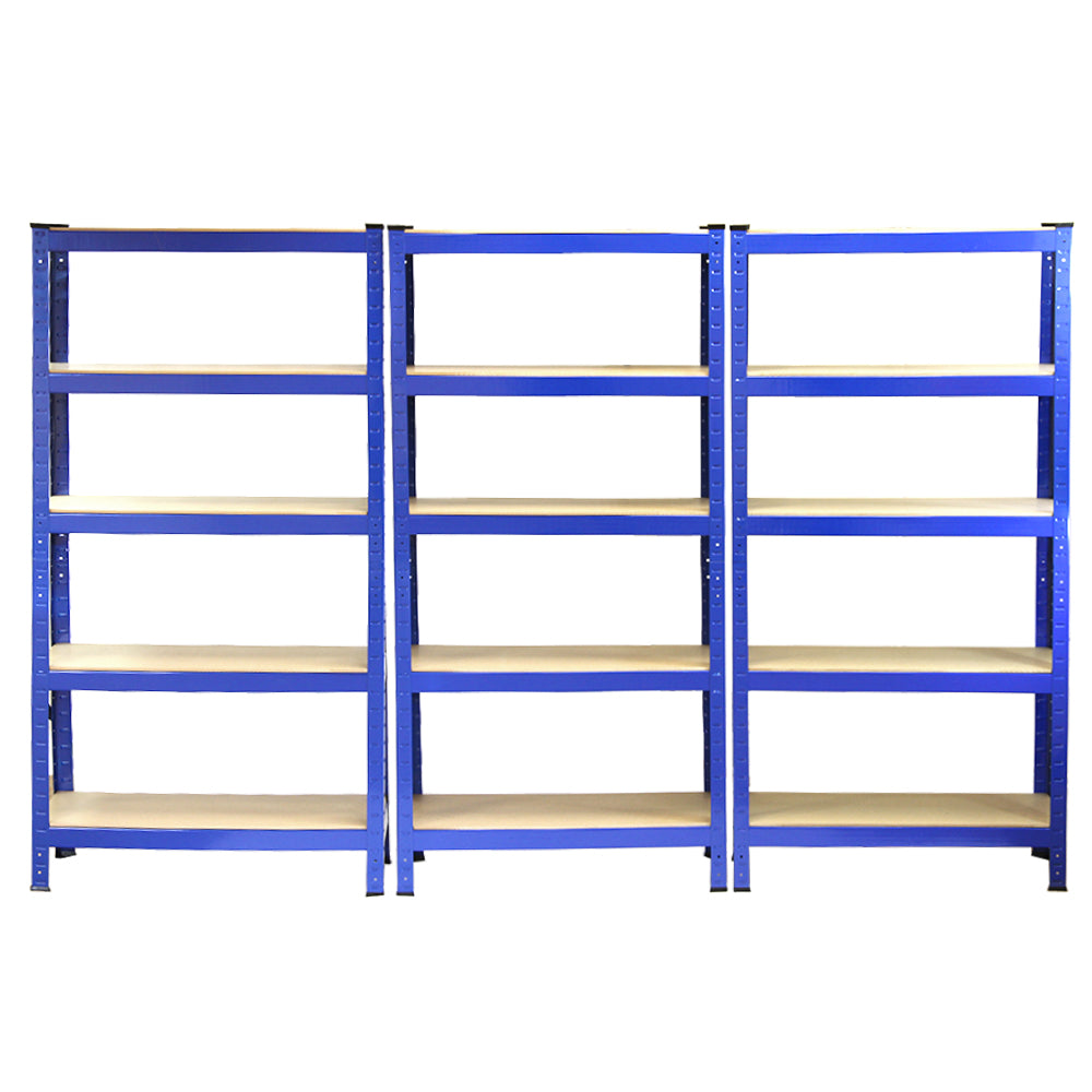 6 x Monster Racking T-Rax 75cm Lagerregal Blau mit Gratis Gummihammer