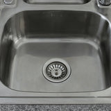 Hochwertige Edelstahl-Küchenspüle mit glänzender Oberfläche, runder Abfluss und modernem Design, ideal für jede Küche