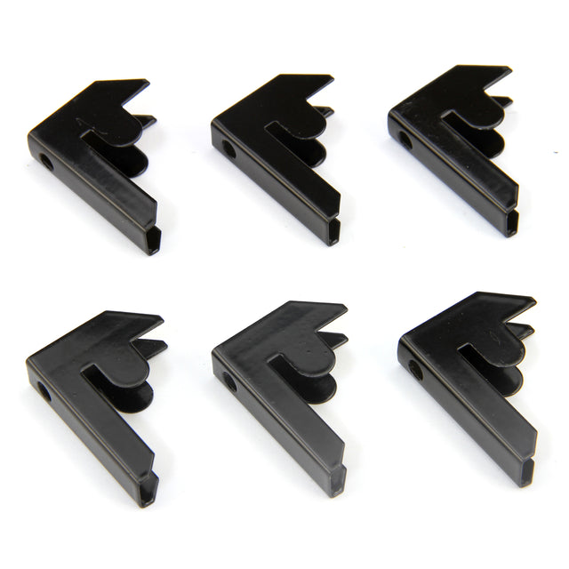 Schwarze Verbindungsclips für Monster Racking T-Rax Garagenregale, 6er-Pack, aus robustem Kunststoff, rechteckige Form mit abgerundeten Kanten
