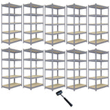 10 x Q-Rax Lagerregal Regal 180cm H x 120cm L x 50cm B Grau