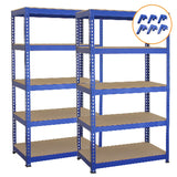 2 x T-RAX Lagerregal 75cm x 150cm x 30cm Blau mit Gratis Verbindungsstücke