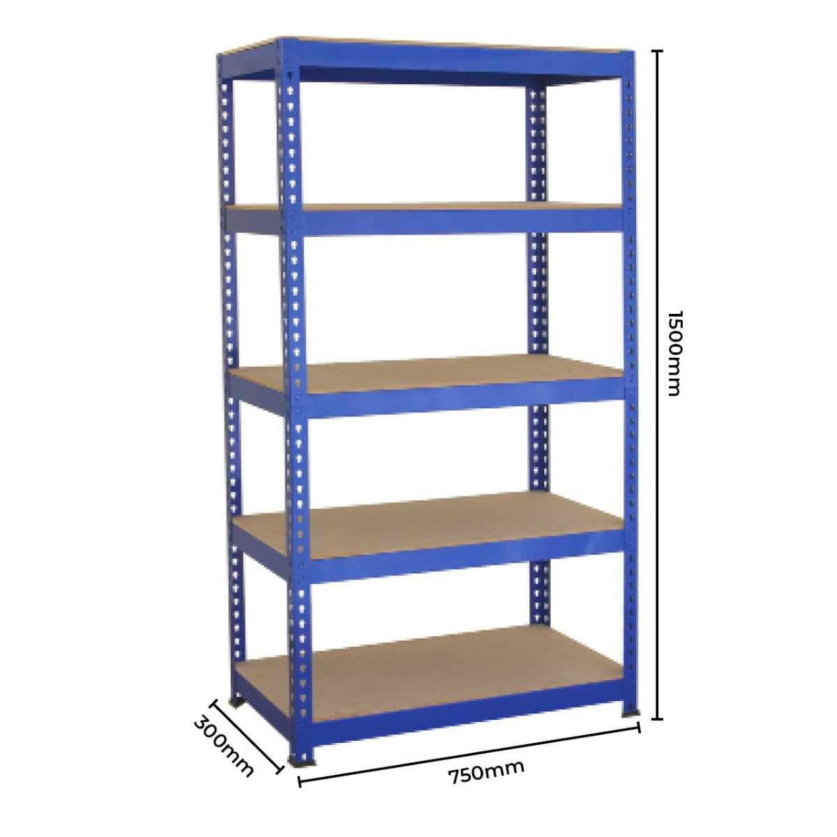 2 x T-RAX Lagerregal 75cm x 150cm x 30cm Blau mit Gratis Verbindungsstücke