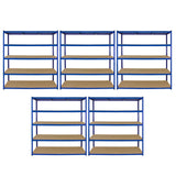5 x Extra breite T-Rax Lagerregale 180cm x 160cm x 60cm - Blau