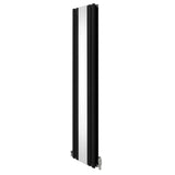 Oval Röhrenheizkörper mit Spiegel & Chrom Thermostatventile - 1800mm x 380mm – Schwarz