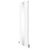 Oval Röhrenheizkörper mit Spiegel & Chrom Thermostatventile - 1800mm x 500mm – Weiß