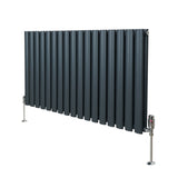 Oval Röhrenheizkörper & Chrom Thermostatventile – 600mm x 1020mm - Anthrazitgrau