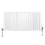 Oval Röhrenheizkörper & Chrom Thermostatventile – 600mm x 1200mm - Weiß
