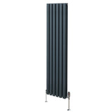Oval Röhrenheizkörper & Chrom Thermostatventile – 1600mm x 360mm - Anthrazitgrau