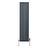 Oval Röhrenheizkörper & Chrom Thermostatventile – 1600mm x 360mm - Anthrazitgrau