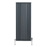 Oval Röhrenheizkörper & Chrom Thermostatventile – 1600mm x 600mm - Anthrazitgrau