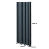Oval Röhrenheizkörper & Chrom Thermostatventile – 1600mm x 600mm - Anthrazitgrau