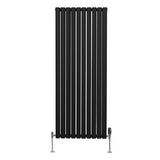 Oval Röhrenheizkörper & Chrom Thermostatventile – 1600mm x 600mm - Schwarz