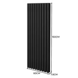 Oval Röhrenheizkörper & Chrom Thermostatventile – 1600mm x 600mm - Schwarz