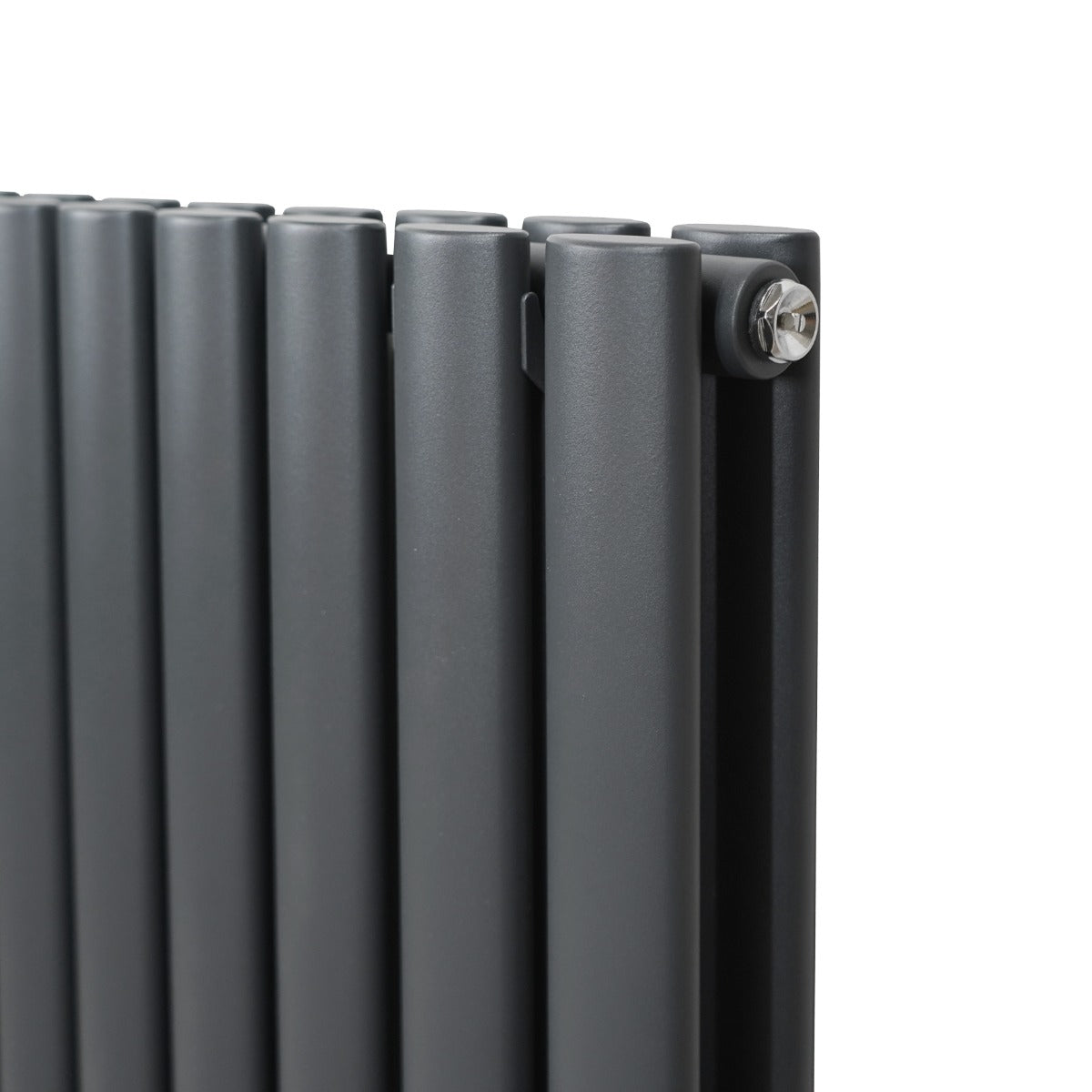 Oval Röhrenheizkörper & Chrom Thermostatventile – 1800mm x 360mm - Anthrazitgrau