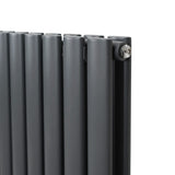 Oval Röhrenheizkörper & Chrom Thermostatventile – 1800mm x 360mm - Anthrazitgrau