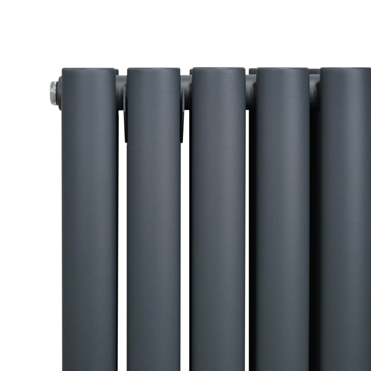 Oval Röhrenheizkörper & Chrom Thermostatventile – 1800mm x 360mm - Anthrazitgrau