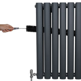 Oval Röhrenheizkörper & Chrom Thermostatventile – 1800mm x 360mm - Anthrazitgrau
